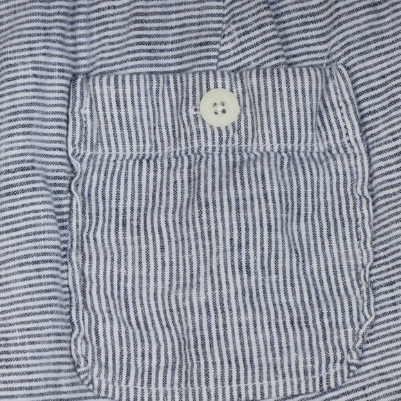 Athleta Shorts Women Size 10 Blue White Striped 100% Linen Pockets Nautical - Picture 6 of 9